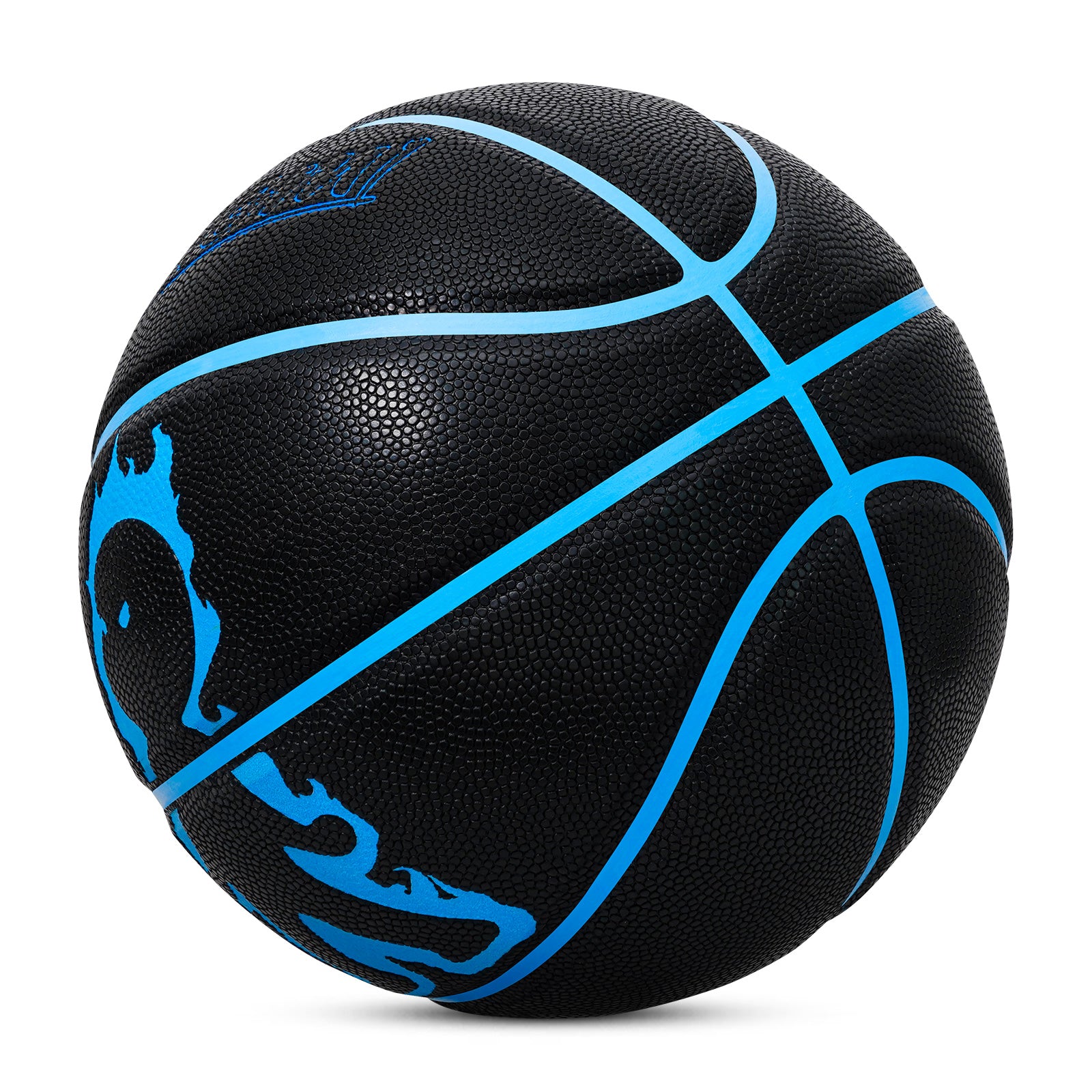 Luminous Fire Figure Basketball, Blue, Size 7 (29.5"), with Luminous Coating & Hygroscopic PU Leather