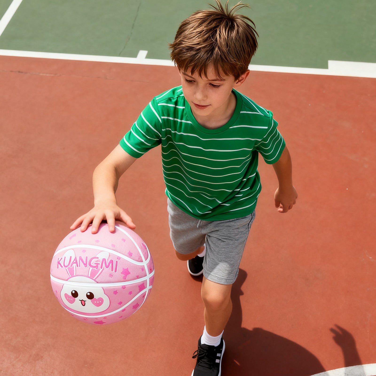 Kuangmi Pink Bunny Rubber Kids Basketball Gift, Size 5 (27.5"), Indoor Outdoor Play