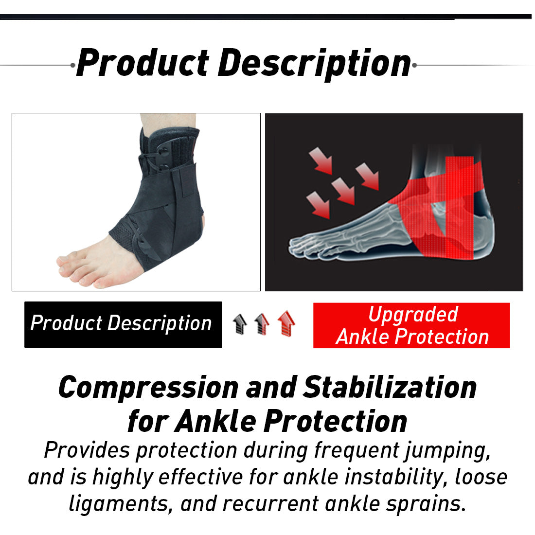 Kuangmi Lace Up Stabilizing Sports Ankle Brace S M L XL