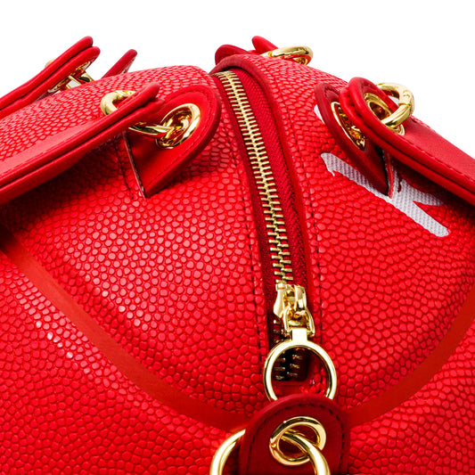 Kuangmi PU Red - Black “18” Pattern 7# Basketball Crossbody Bag w/ Adjustable Strap