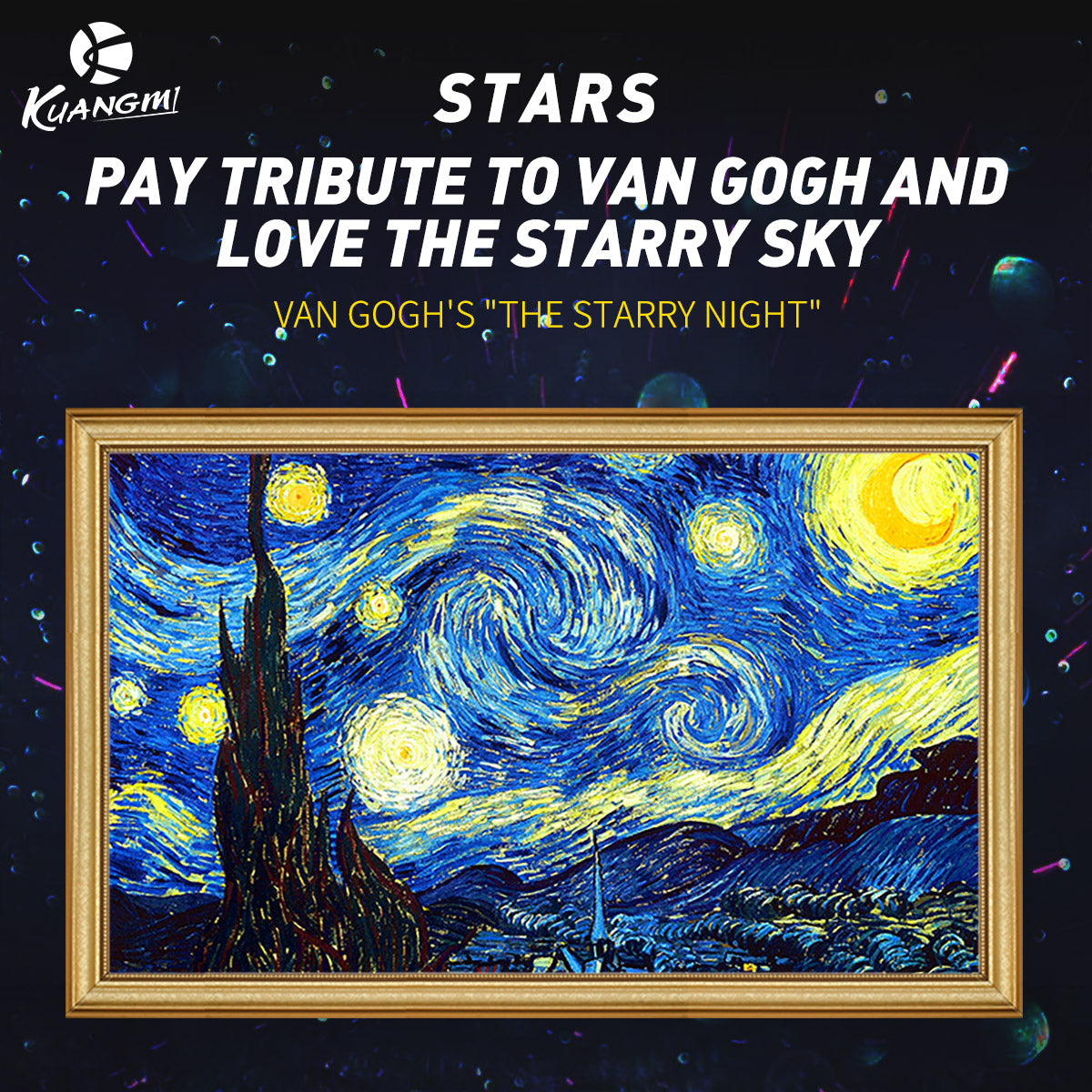 Kuangmi Voleibol Noite Estrelada de Van Gogh, Tamanho 5, Material PU - Para Treino de Homens e Mulheres, Uso em Campo Macio e Duro