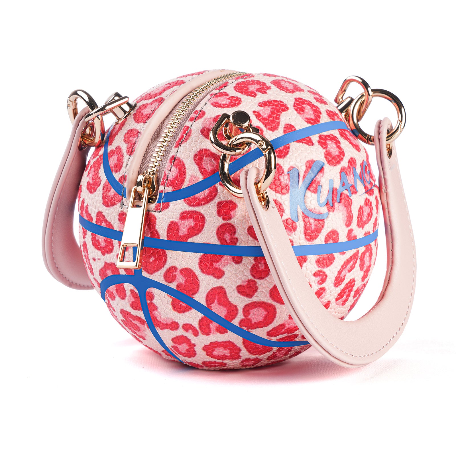 Kuangmi Mini Basketball Bag & Handbag - Pink Leopard Print