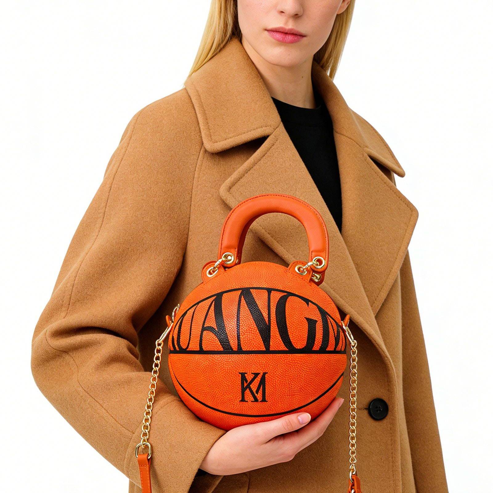 Kuangmi Minimalist Orange Basketball Purse & Handbag - Size 7