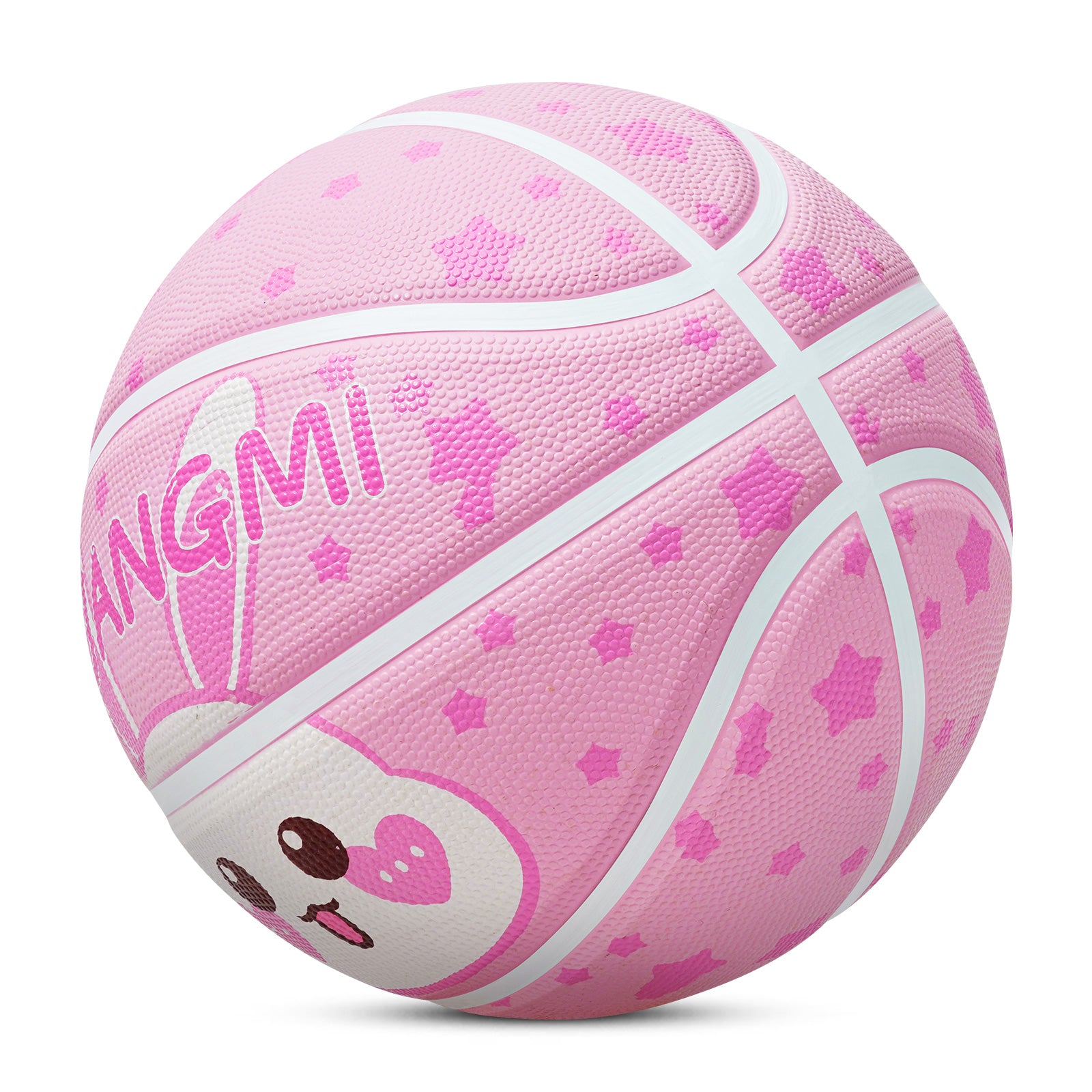 Kuangmi Pink Bunny Rubber Kids Basketball Gift, Size 5 (27.5"), Indoor Outdoor Play