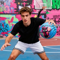 Kuangmi Graffiti Black Cat Basketball Gift, Size 7 (29.5"), Hygroscopic PU for Indoor Outdoor Play