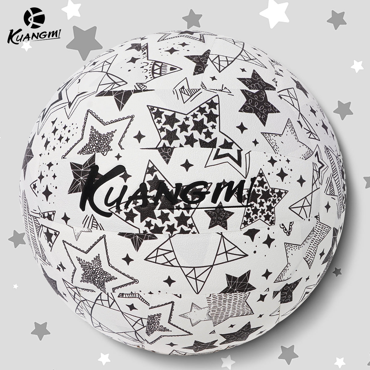 Kuangmi Star - Patterned PU Hard Volleyball, Size 5 - Ideal for Indoor & Outdoor Play