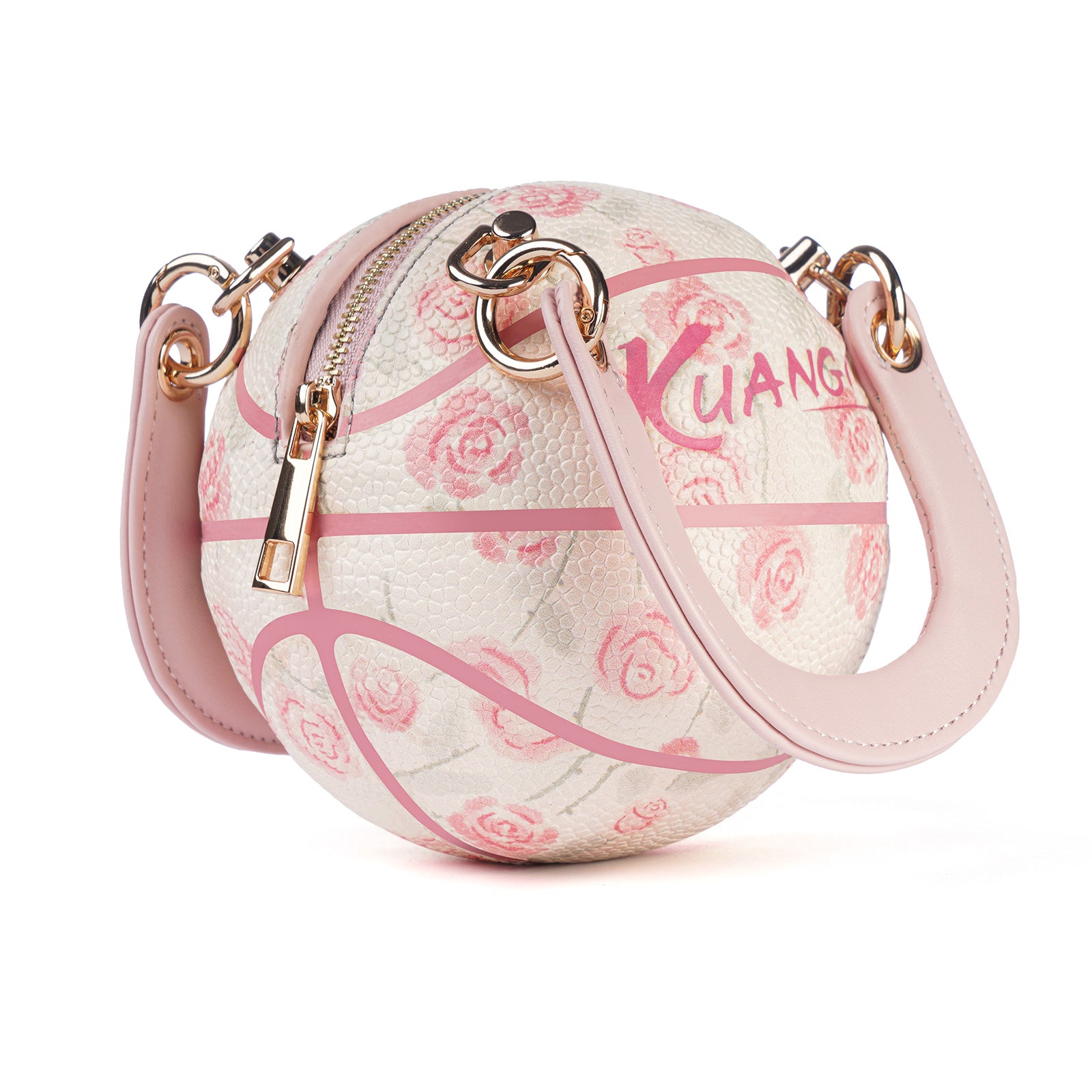 Kuangmi Mini Basketball Bag & Handbag - Pink Rose Print