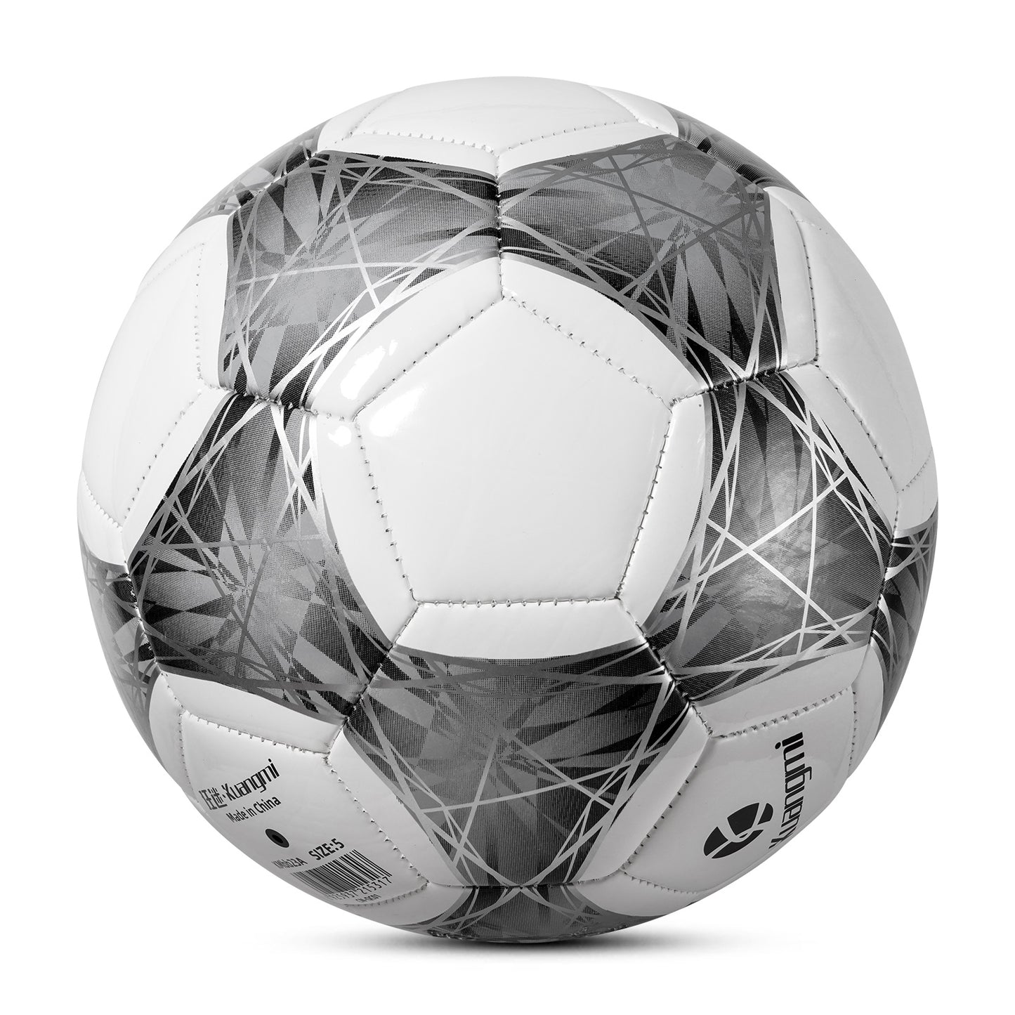 Balón de fútbol geométrico Kuangmi con líneas plateadas - Talla 5