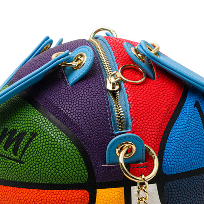 Kuangmi PU Classic 8 - Color Block 7# Basketball Crossbody Bag w/ Adjustable Strap