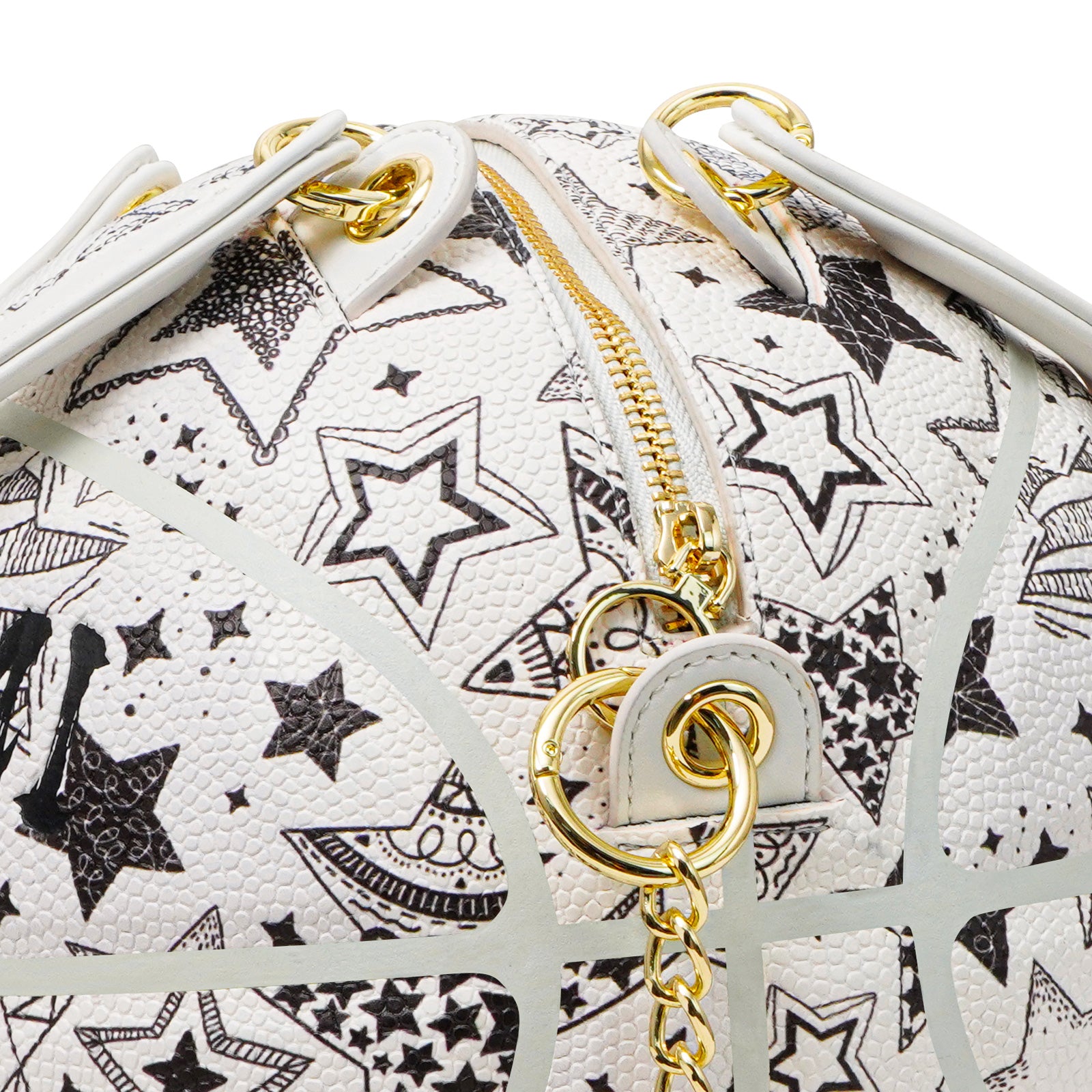 "Black & White Star Print" Size-7 Basketball Bag & Handbag