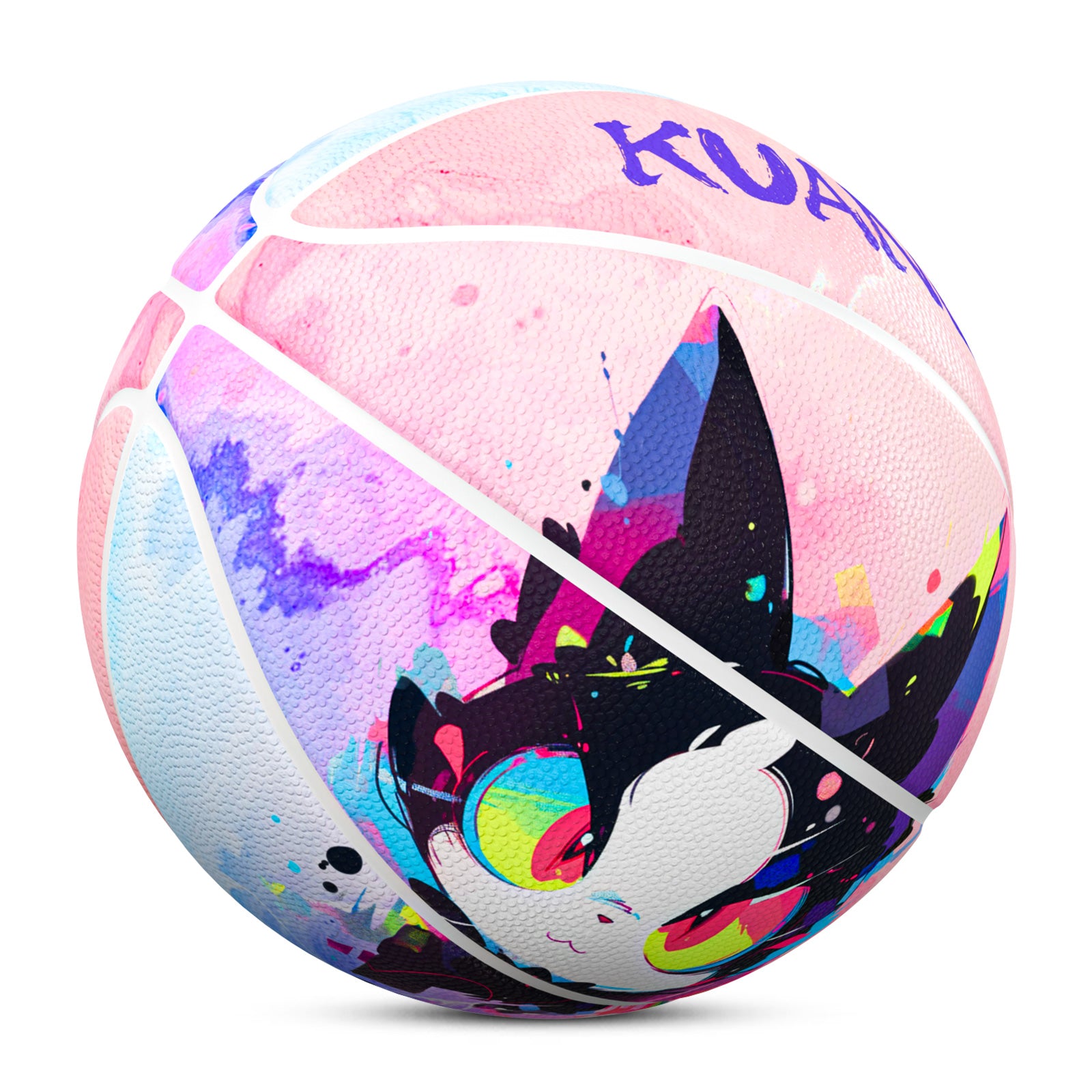 Kuangmi Neon Cat Graffiti Basketball Gift Size 7 6 5 4 Hygroscopic PU (Pre-Order)
