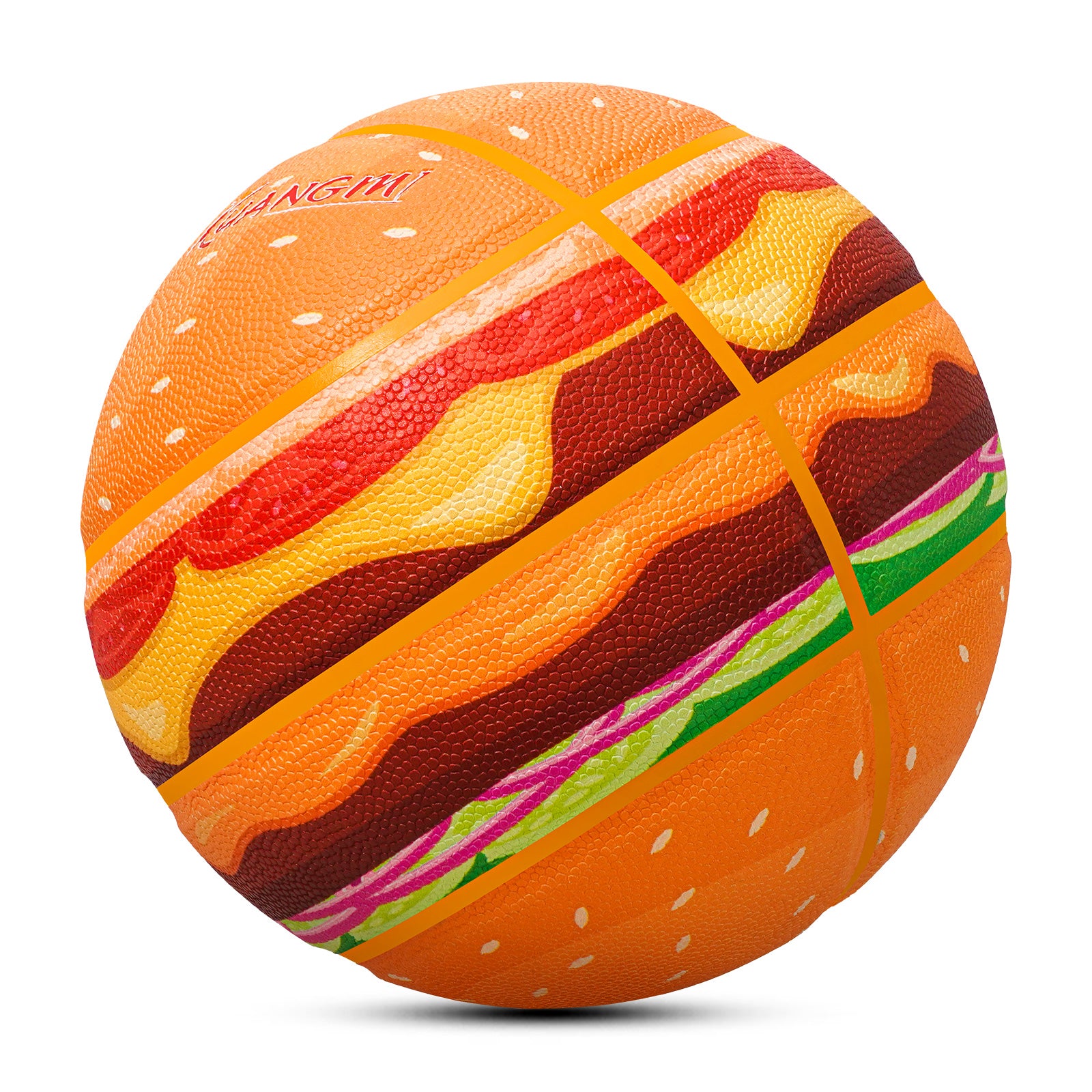 Balón de baloncesto Kuangmi Hamburger, talla 7 (29,5"), piel sintética higroscópica