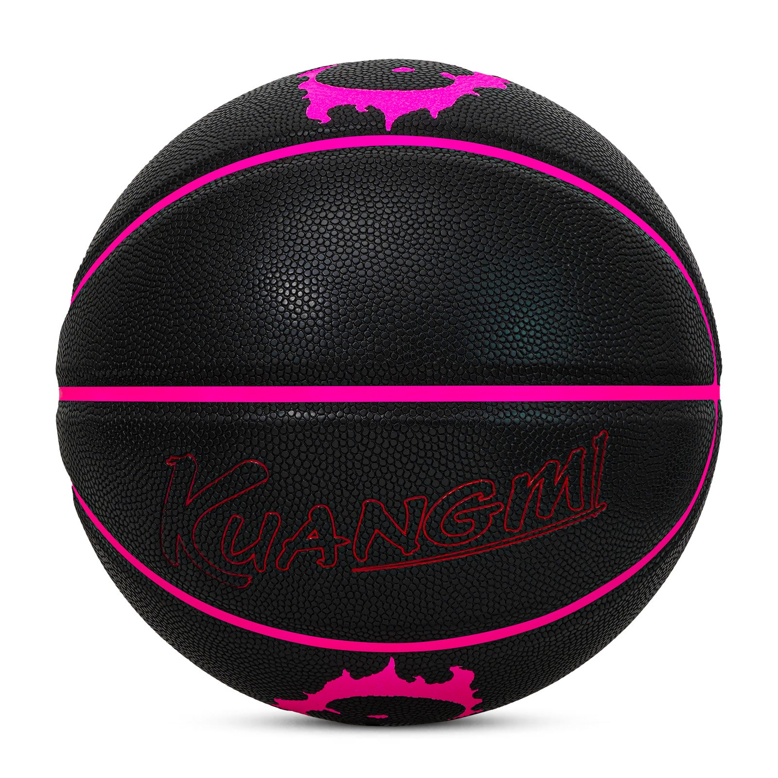 Luminous Fire Figure Basketball, Magenta & Yellow Luminous, Size 7 (29.5"), with Luminous Coating & Hygroscopic PU Leather