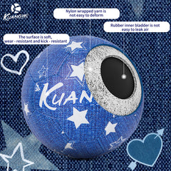 Kuangmi Denim Blue Size 5 Football - Featuring PU Material for Indoor and Outdoor Play