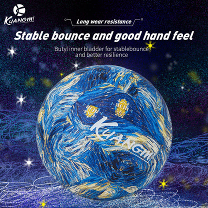 Kuangmi Van Gogh Starry Night Volleyball, Size 5, PU Material - For Men & Women Training, Soft & Hard Court Use