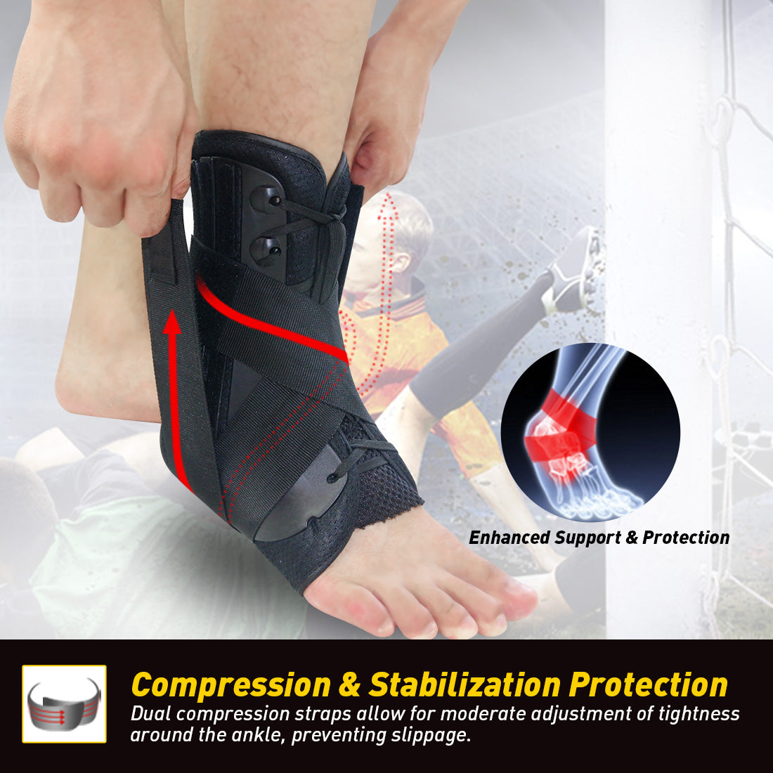 Kuangmi Lace Up Stabilizing Sports Ankle Brace S M L XL