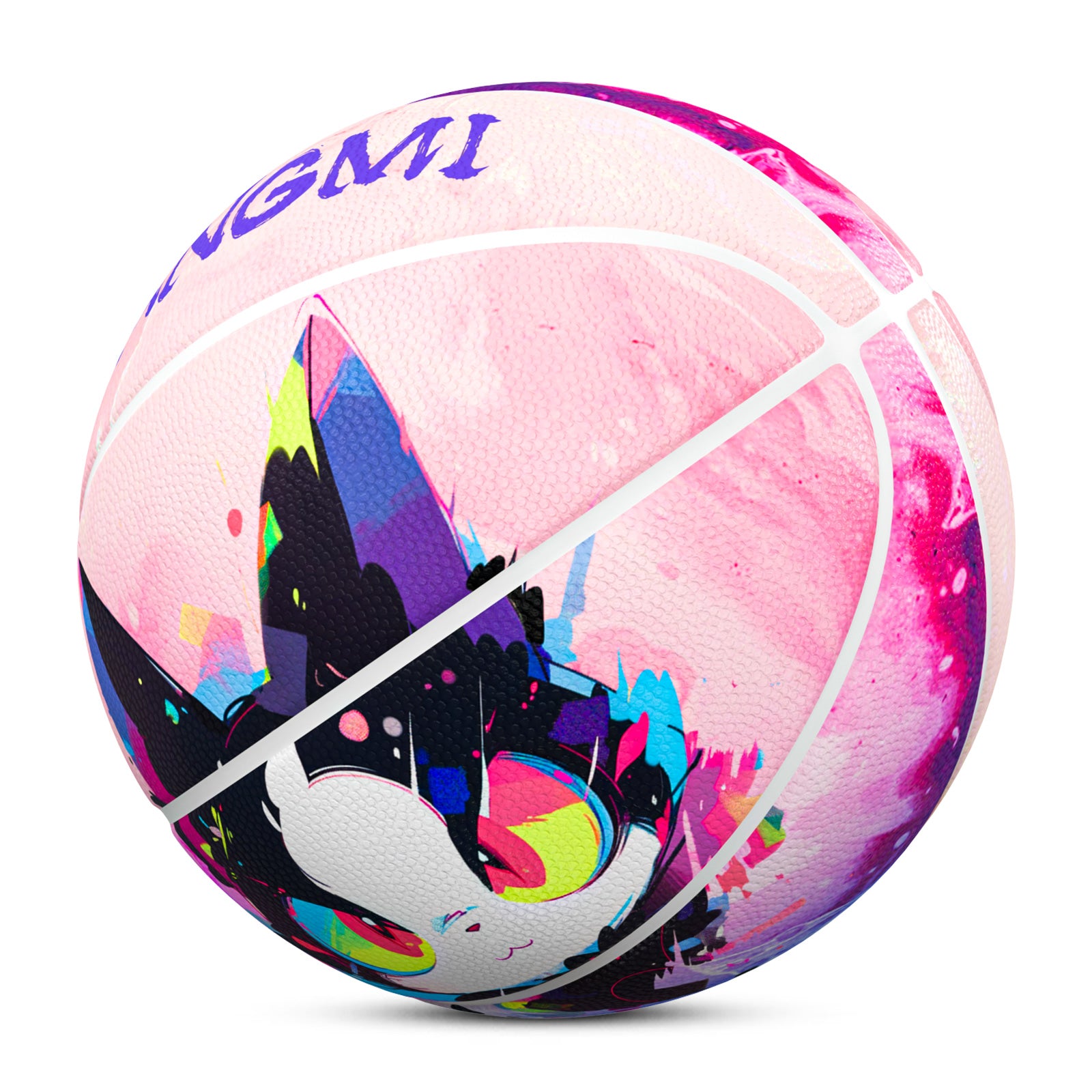 Kuangmi Neon Cat Graffiti Basketball Gift Size 7 6 5 4 Hygroscopic PU (Pre-Order)