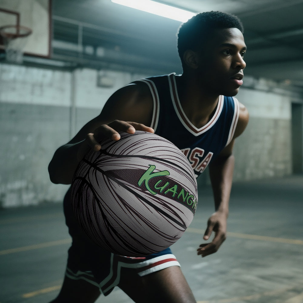 A mummy-patterned basketball handheld picture, with a black person holding this ball
