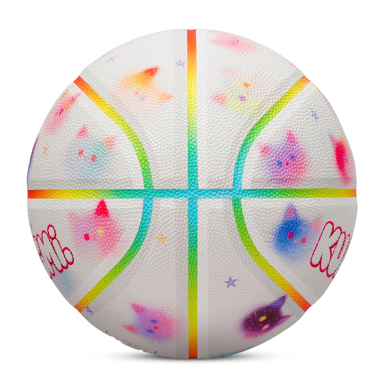 Kuangmi Cute Cat Print Basketball - Hygroscopic PU with Advanced Channel Leather Technology (Size 7/6/5)