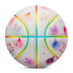 Kuangmi Cute Cat Print Basketball - Hygroscopic PU with Advanced Channel Leather Technology (Size 7/6/5)