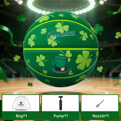Kuangmi St Patricks Day Shamrock Basketball Gift Size 7 (29.5") for Indoor Outdoor Play