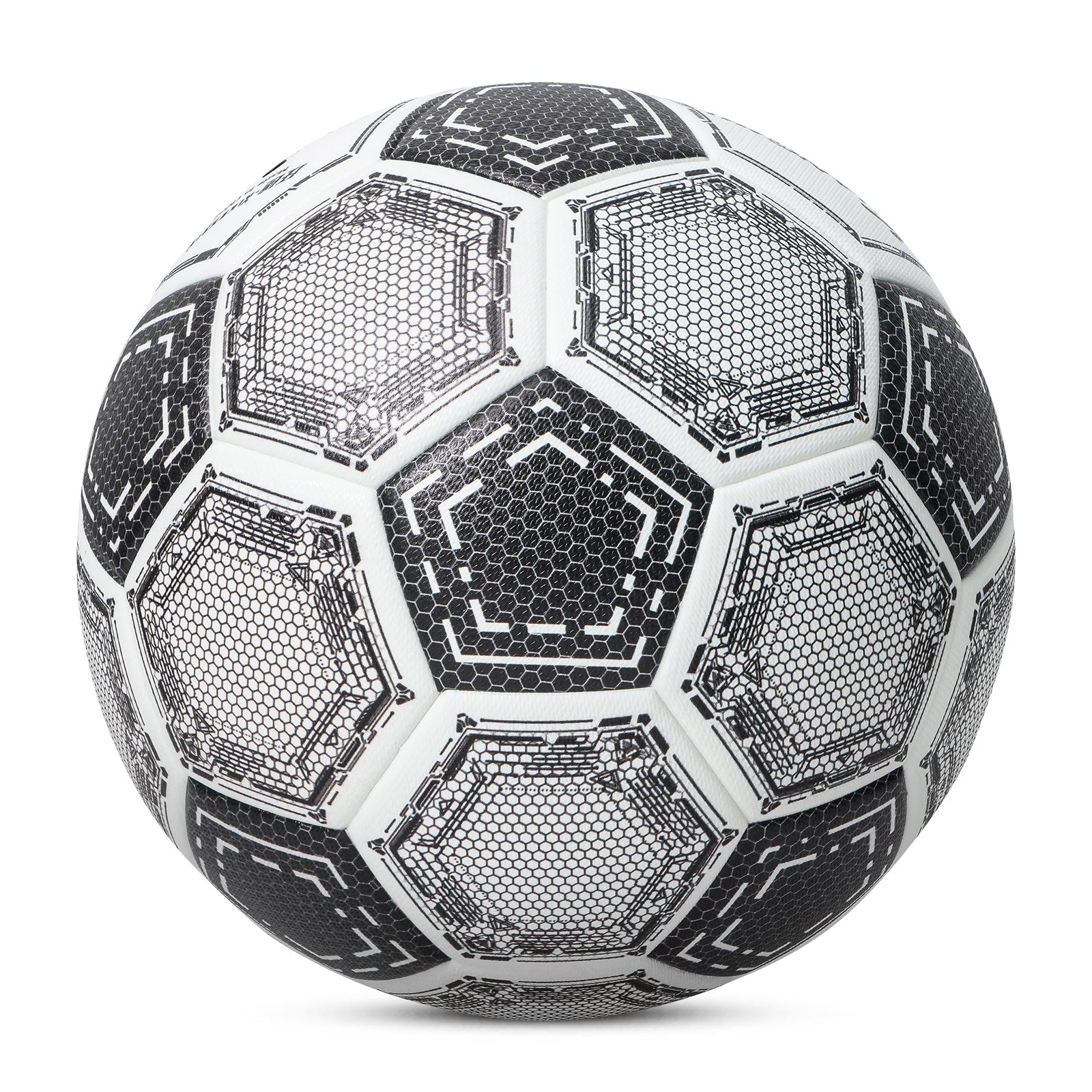Kuangmi Mecha Honeycomb Football (Silver/Black-Gold), Size 5, PU Surface for Training & Competition