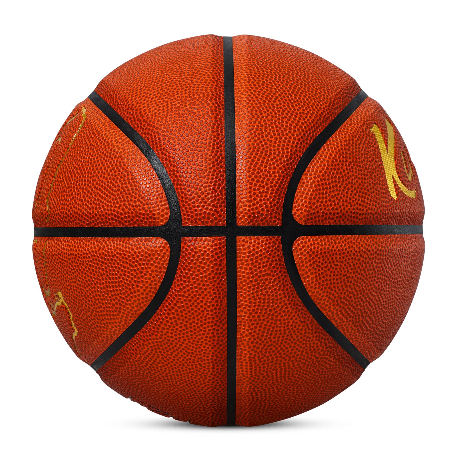 Kuangmi Indoor Official Game Basketball, Size 7 (29.5"), Orange PU with Gold Foil Design