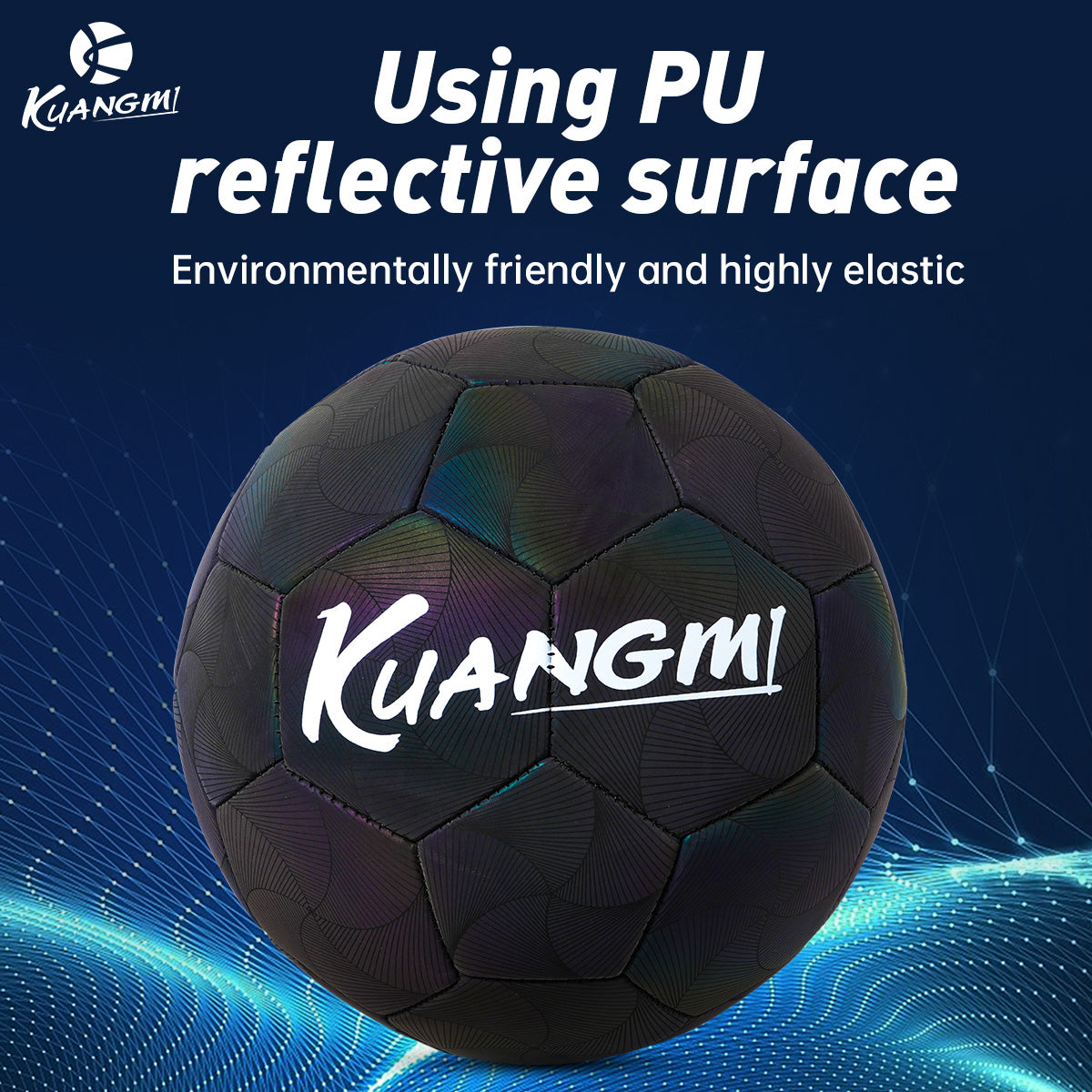 Kuangmi Reflective Size 5 Football - Featuring Reflective PU Material for Training and Game Use