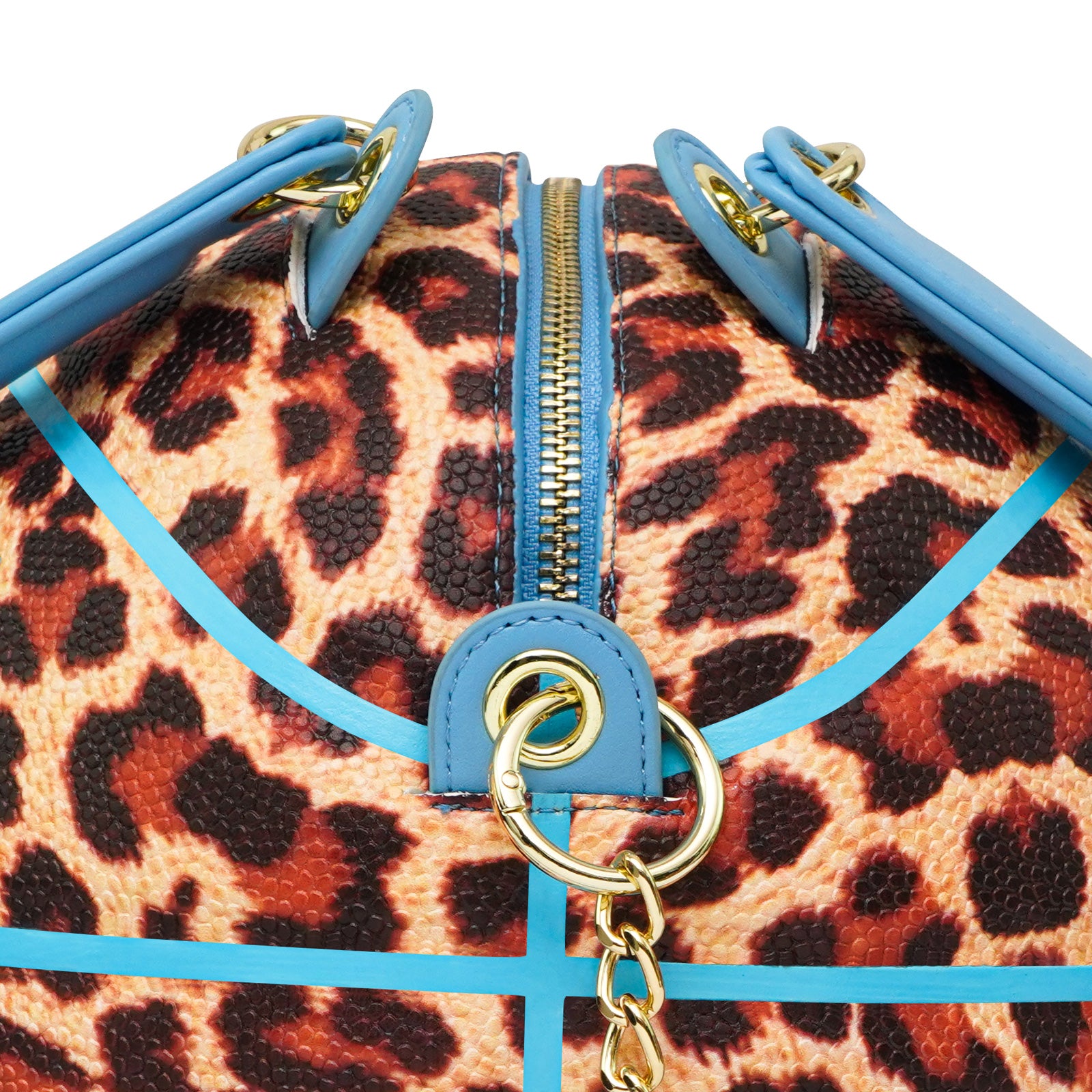 Kuangmi Blue Leopard Print Size 7 Basketball Purse & Handbag, Basketball Bag