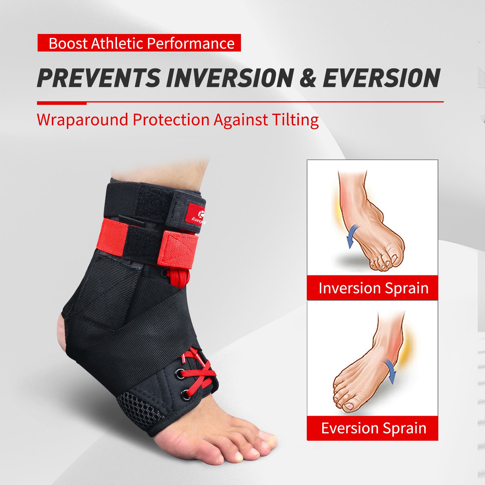 Kuangmi Figure-8 Wrapping Ankle Brace - Adjustable Ankle Support for Sports (S/M/L)