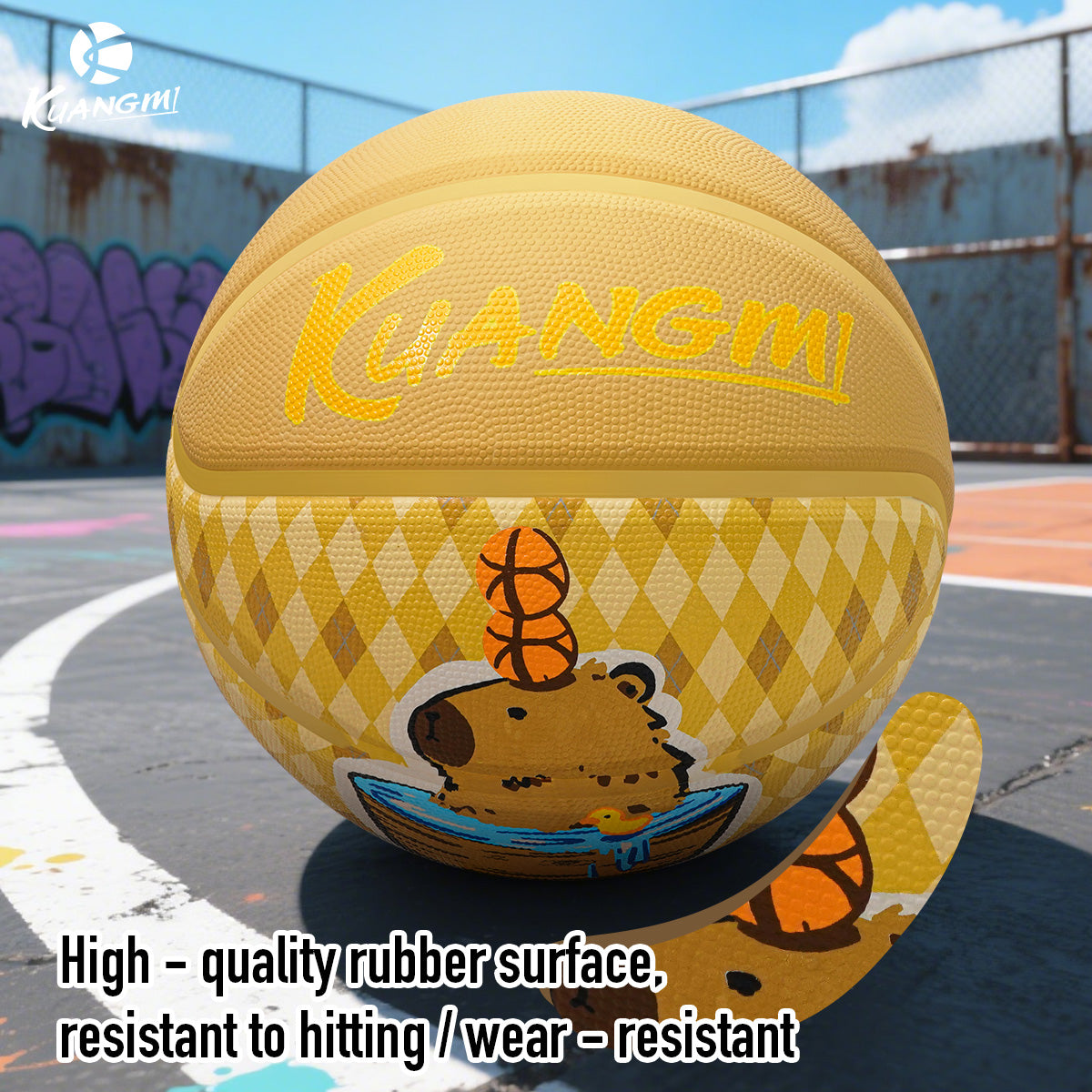 Kuangmi Capybara - Patterned Basketball Size 6 & 7, Indoor & Outdoor Use