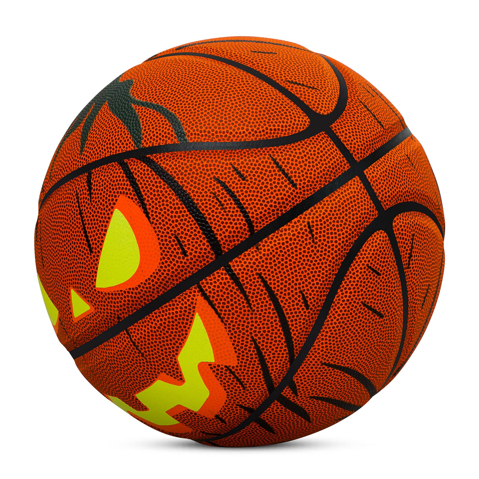 Halloween Glow - in - the - Dark Pumpkin Basketball - Size 7, Hygroscopic PU for Indoor & Outdoor