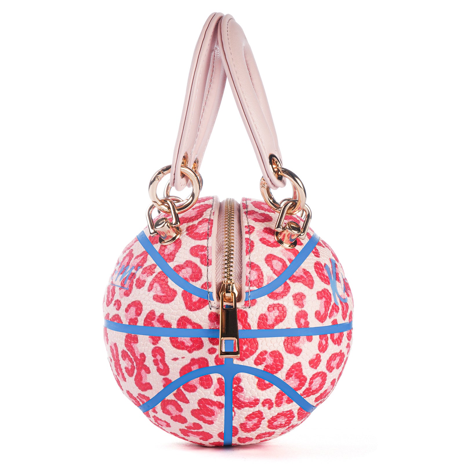 Kuangmi Mini Basketball Bag & Handbag - Pink Leopard Print