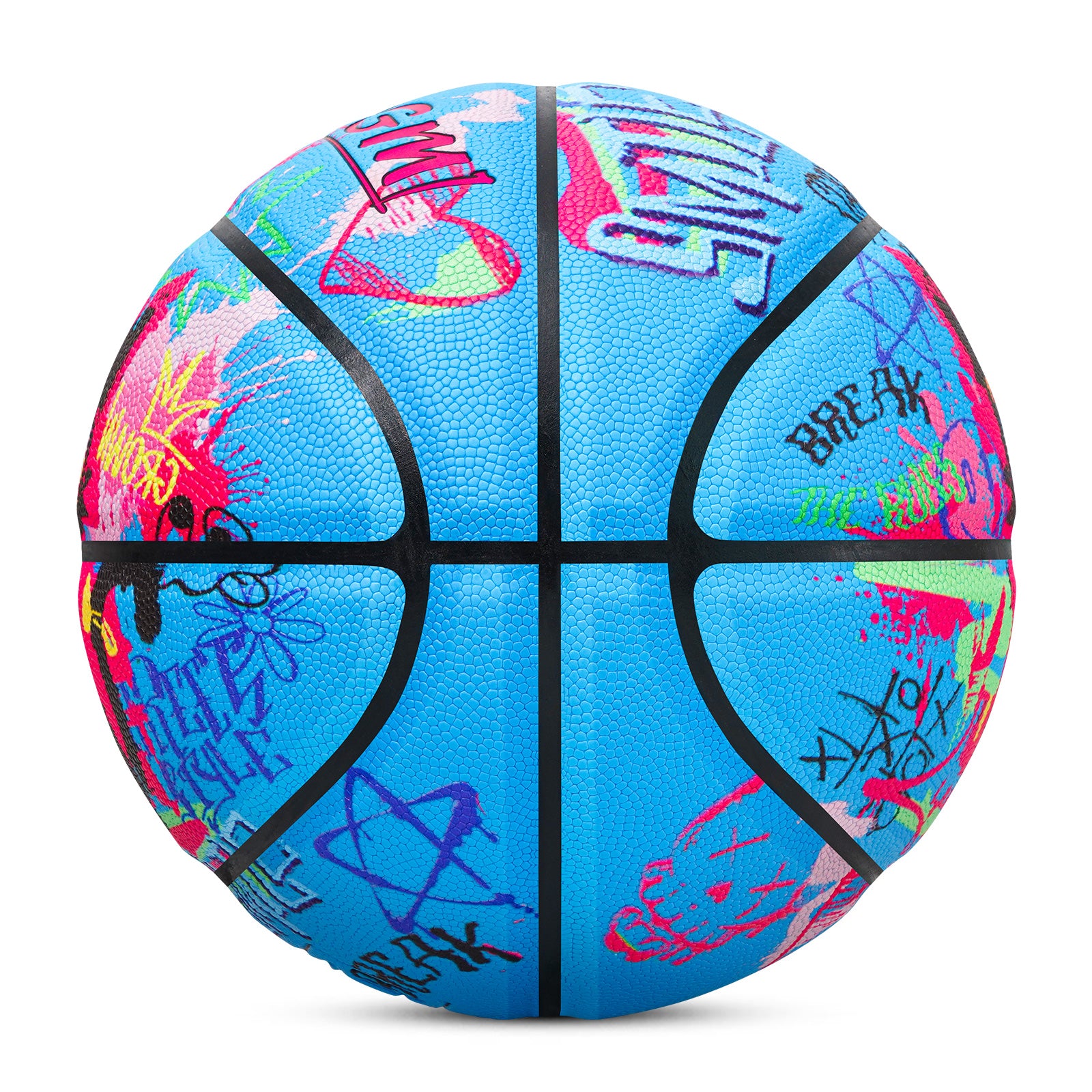 Kuangmi Graffiti Black Cat Basketball Gift, Size 7 (29.5"), Hygroscopic PU for Indoor Outdoor Play