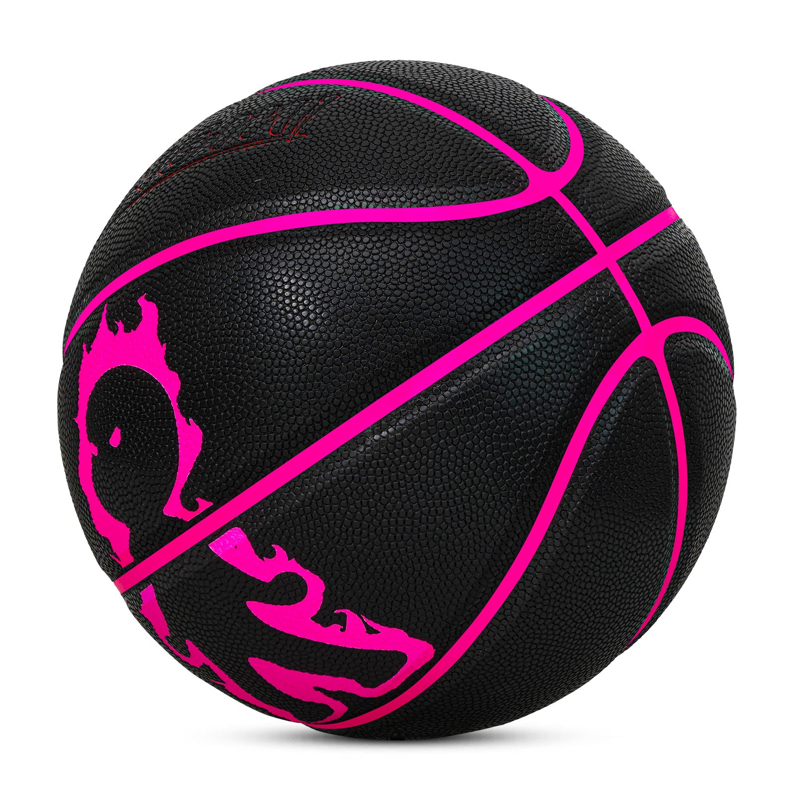 Luminous Fire Figure Basketball, Magenta & Yellow Luminous, Size 7 (29.5"), with Luminous Coating & Hygroscopic PU Leather