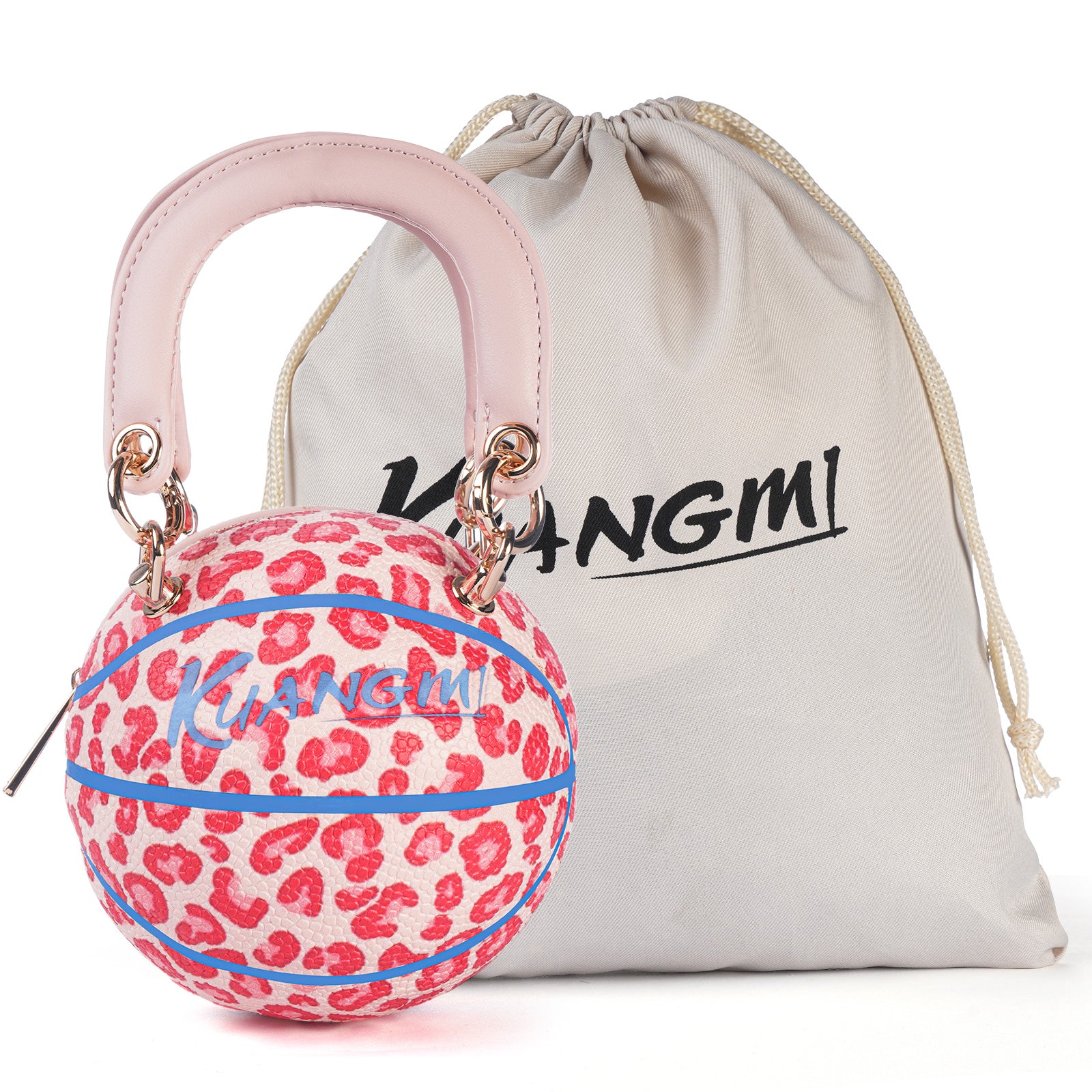Kuangmi Mini Basketball Bag & Handbag - Pink Leopard Print