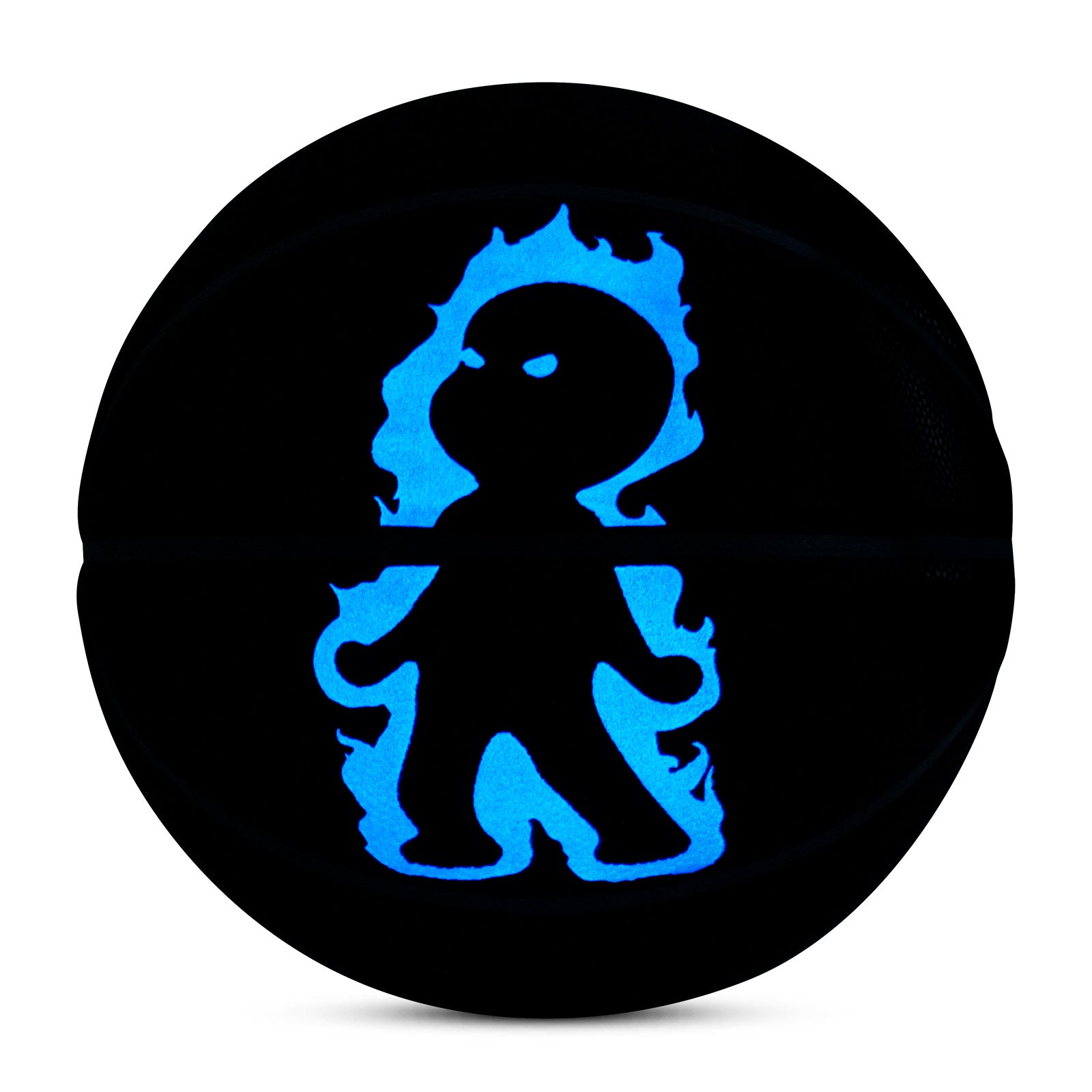 Luminous Fire Figure Basketball, Blue, Size 7 (29.5"), with Luminous Coating & Hygroscopic PU Leather