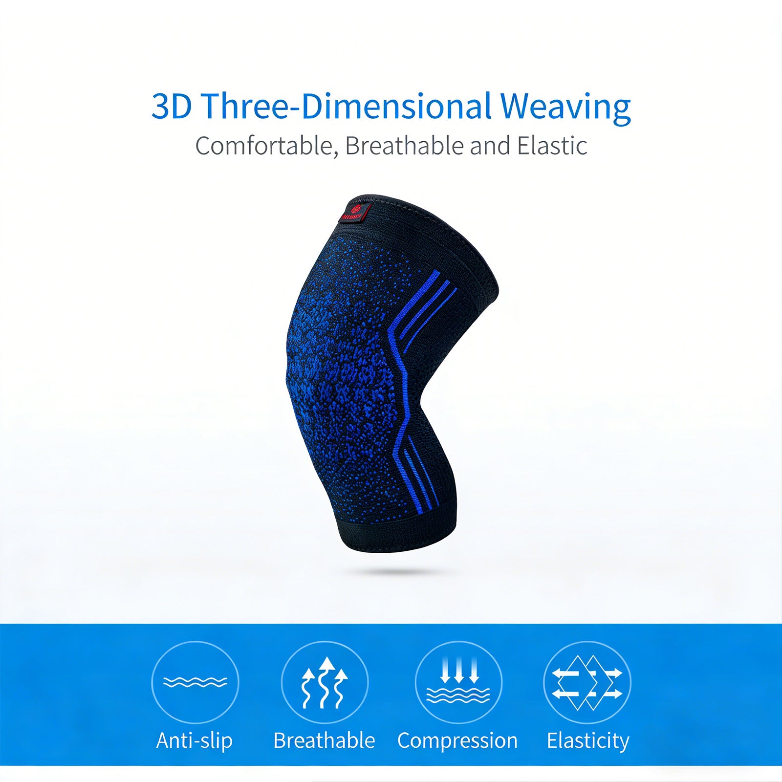 Kuangmi Black & Blue Knitted Knee Brace - Compression Support for Sports & Daily Activities (Sizes M/L/XL)
