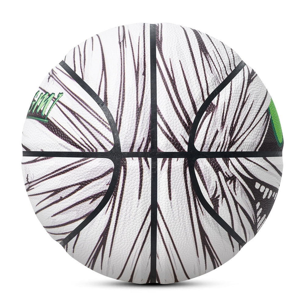 Side view of a basketball with a mummy pattern 2