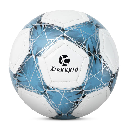 Balón de fútbol Kuangmi con líneas entrelazadas azules y blancas - Talla 5