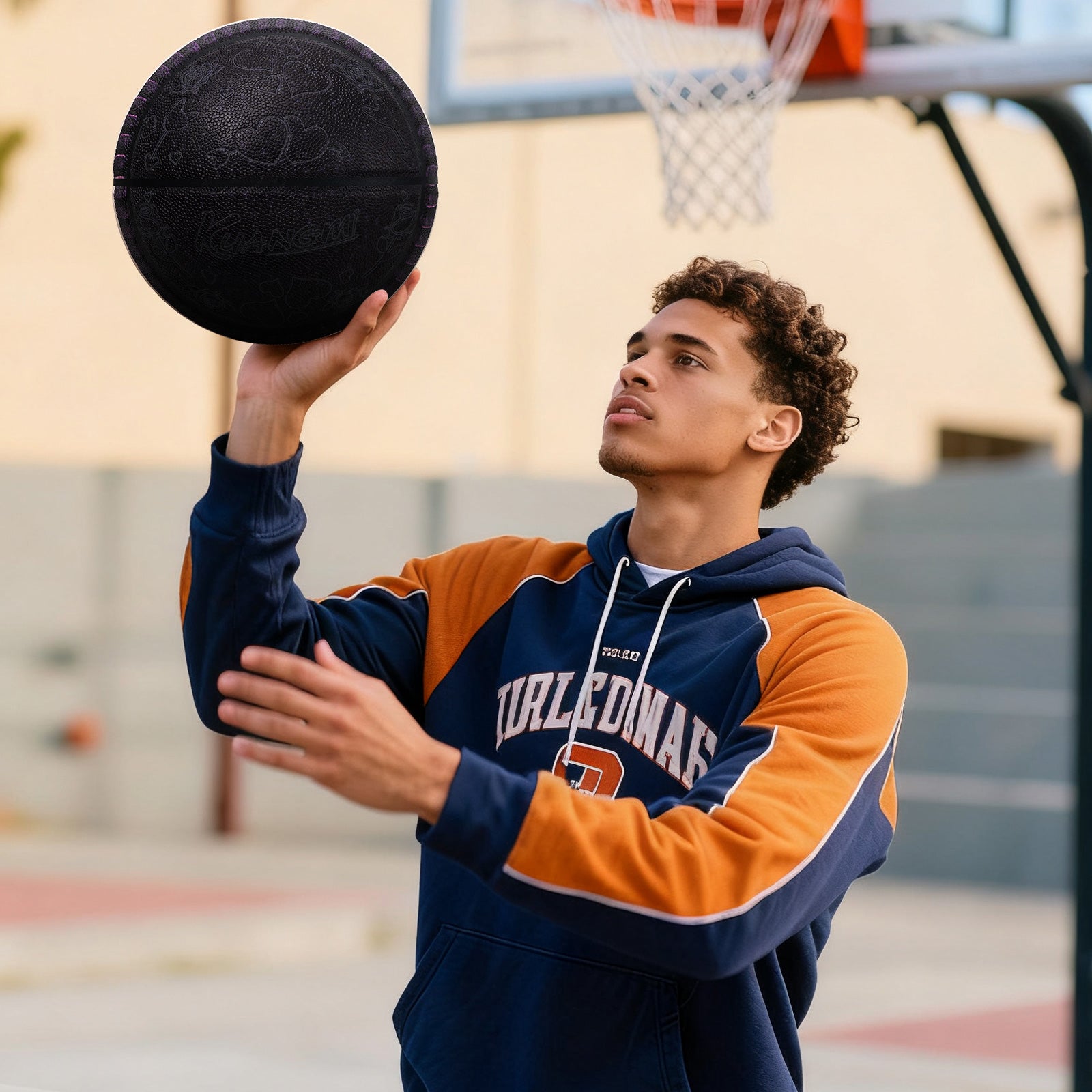 Kuangmi Sandwich Cookie Basketball, Sizes 6 & 7, Pink & Black, Hygroscopic PU Leather