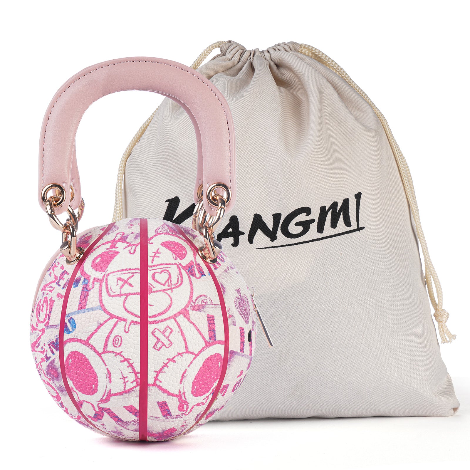 Kuangmi Mini Basketball Bag & Handbag - Pink Bear Print
