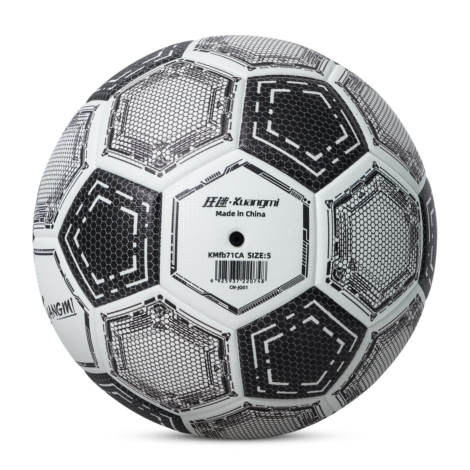 Kuangmi Mecha Honeycomb Football (Silver/Black-Gold), Size 5, PU Surface for Training & Competition