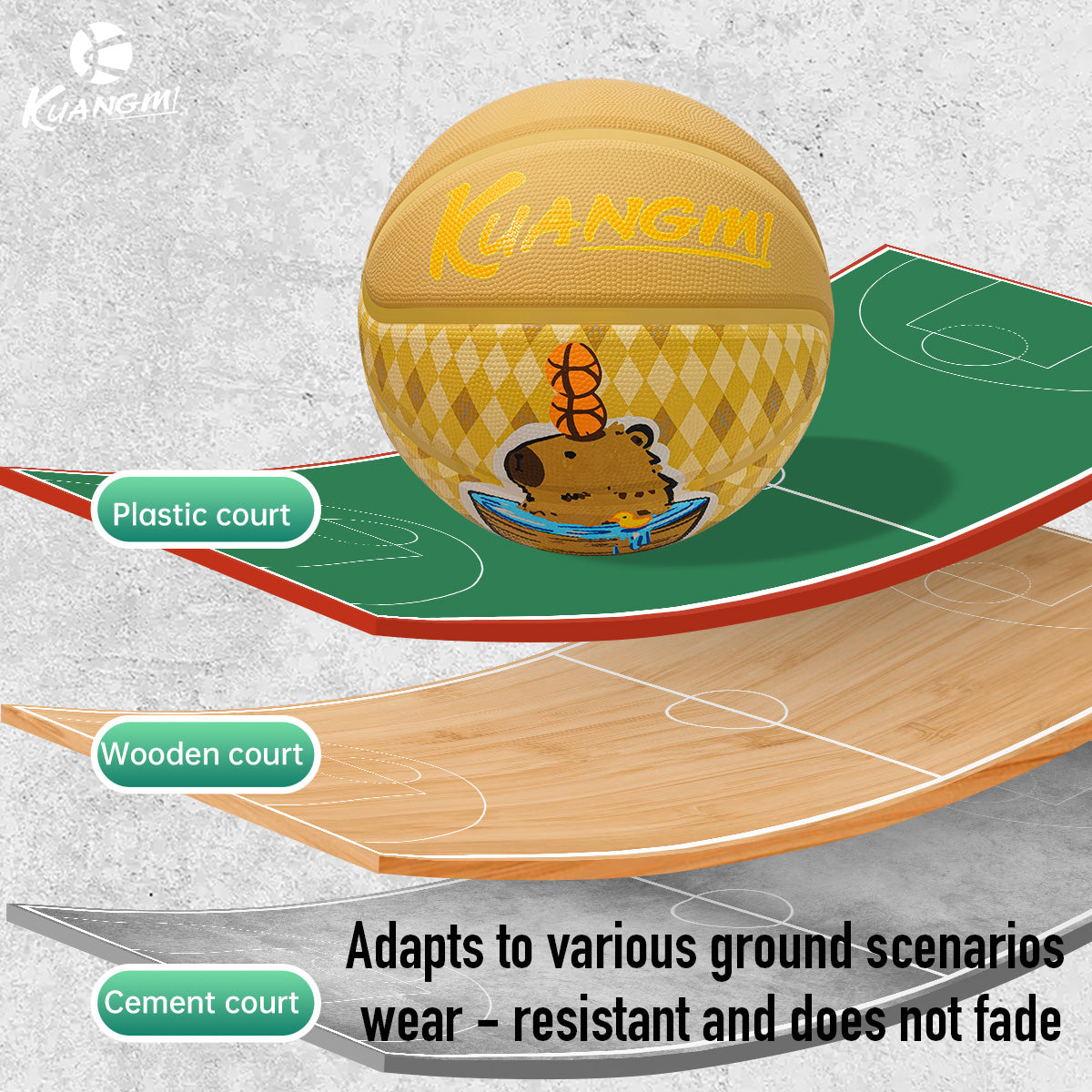 Kuangmi Capybara - Patterned Basketball Size 6 & 7, Indoor & Outdoor Use