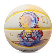 Kuangmi Kids' Yellow Astronaut Basketball, Size 5 (27.5"), Hygroscopic PU Leather