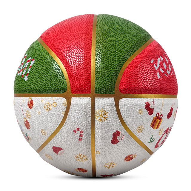 Kuangmi Christmas Basketball, Size 7 (29.5"), Hygroscopic PU Leather, Ideal Christmas Gift