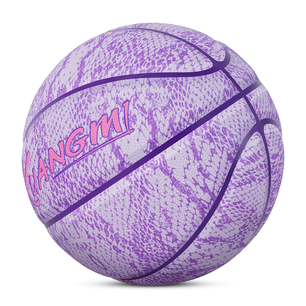 The oblique view of Kuangmi Purple Snake Print Basketball
