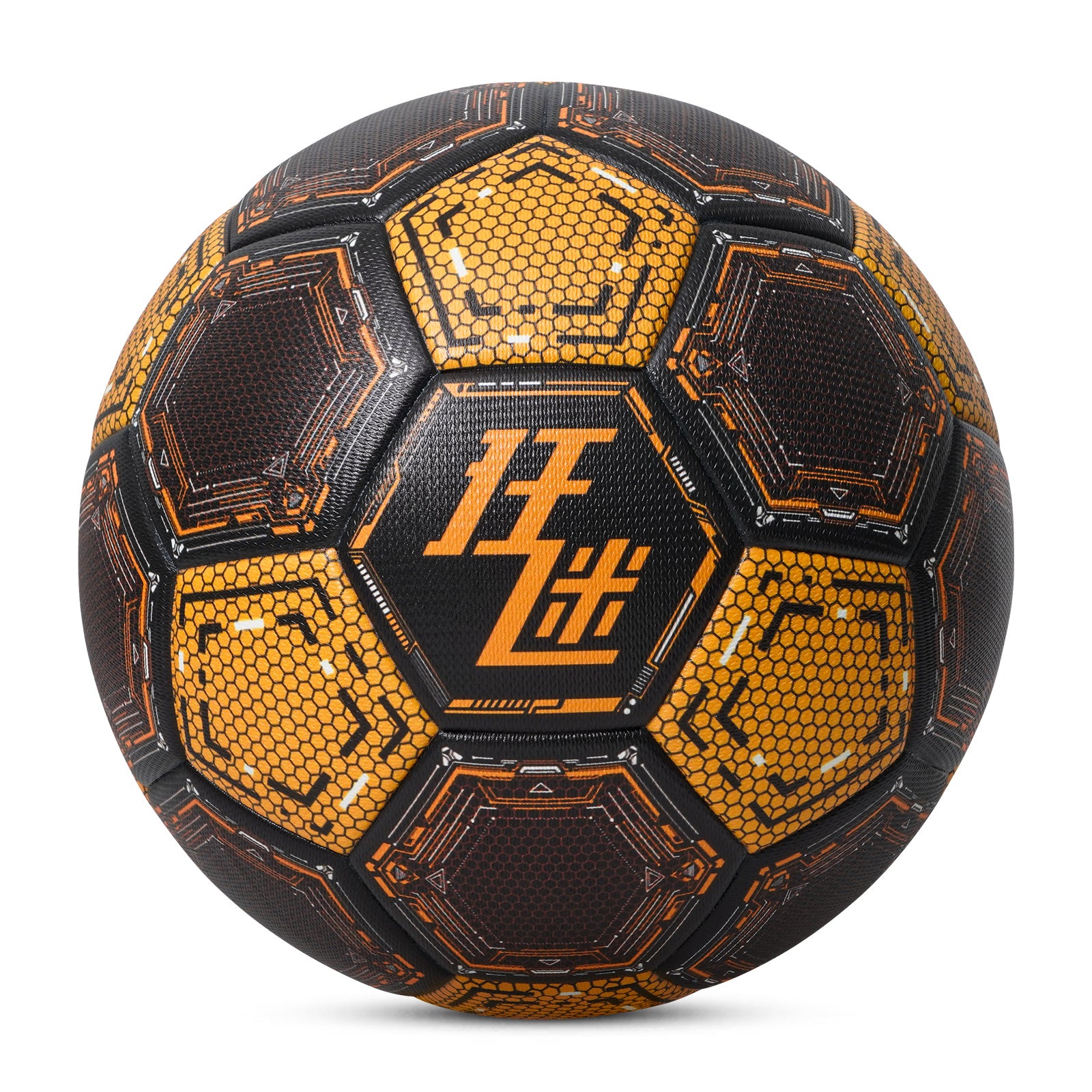 Kuangmi Mecha Honeycomb Football (Silver/Black-Gold), Size 5, PU Surface for Training & Competition