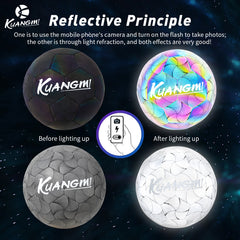 Kuangmi Reflective Size 5 Football - Featuring Reflective PU Material for Training and Game Use