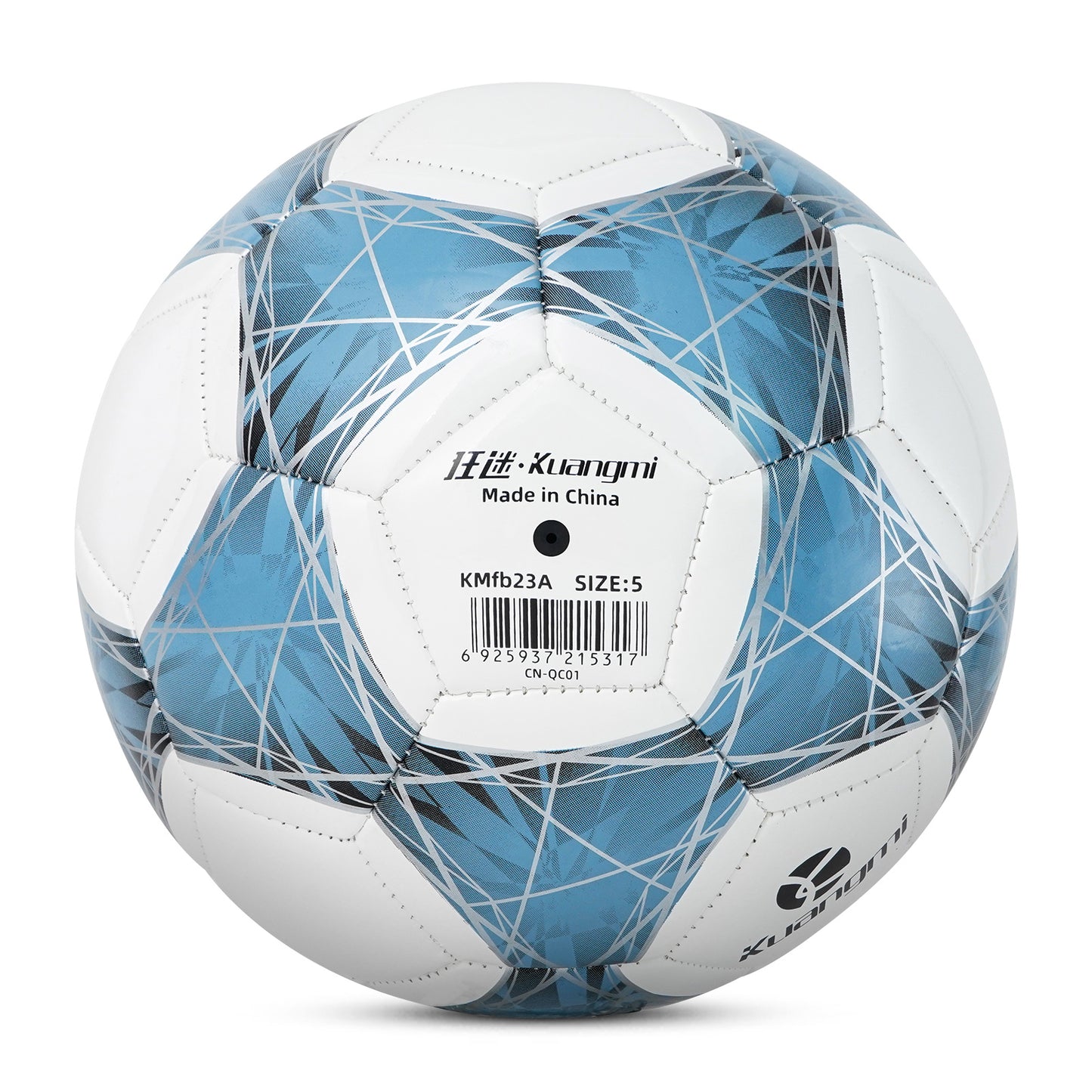 Balón de fútbol Kuangmi con líneas entrelazadas azules y blancas - Talla 5
